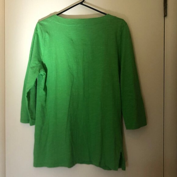 Talbots 3/4-sleeve tunic with ribbon/bead detail at neck sz M - Picture 5 of 6